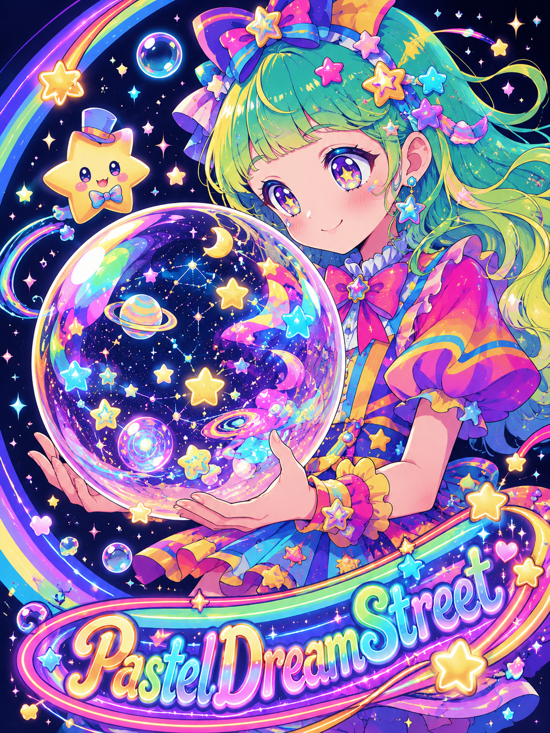 虹と星の魔法を抱く少女
