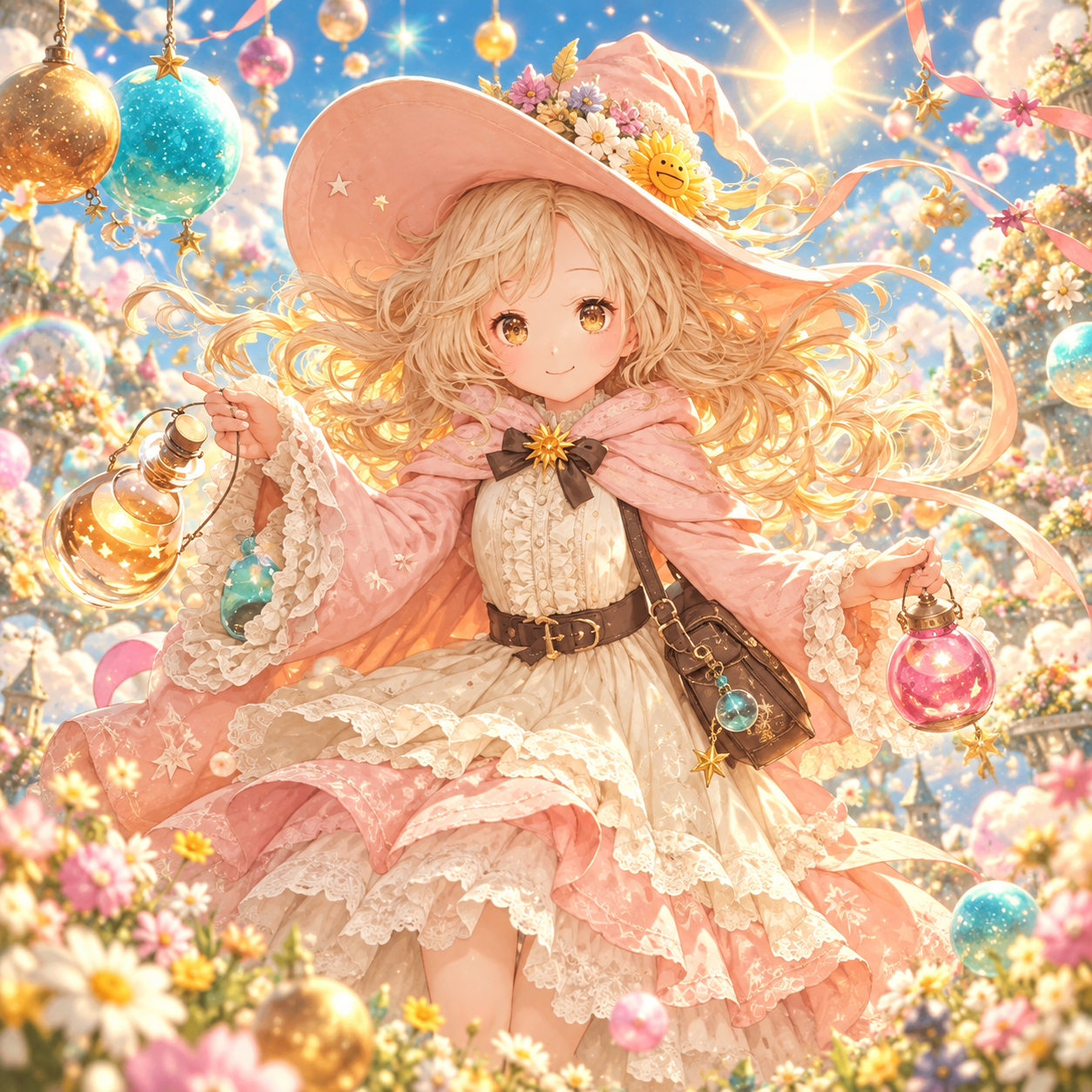光と花に囲まれた魔法使い