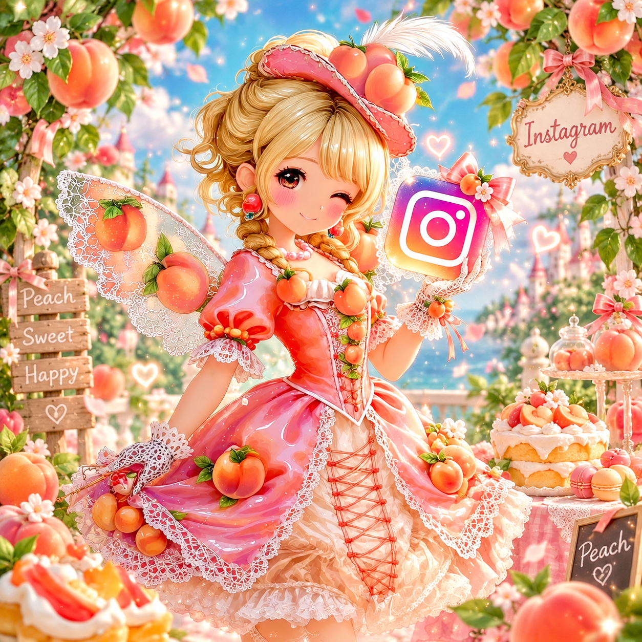 Instagramのロゴを持つ女の子